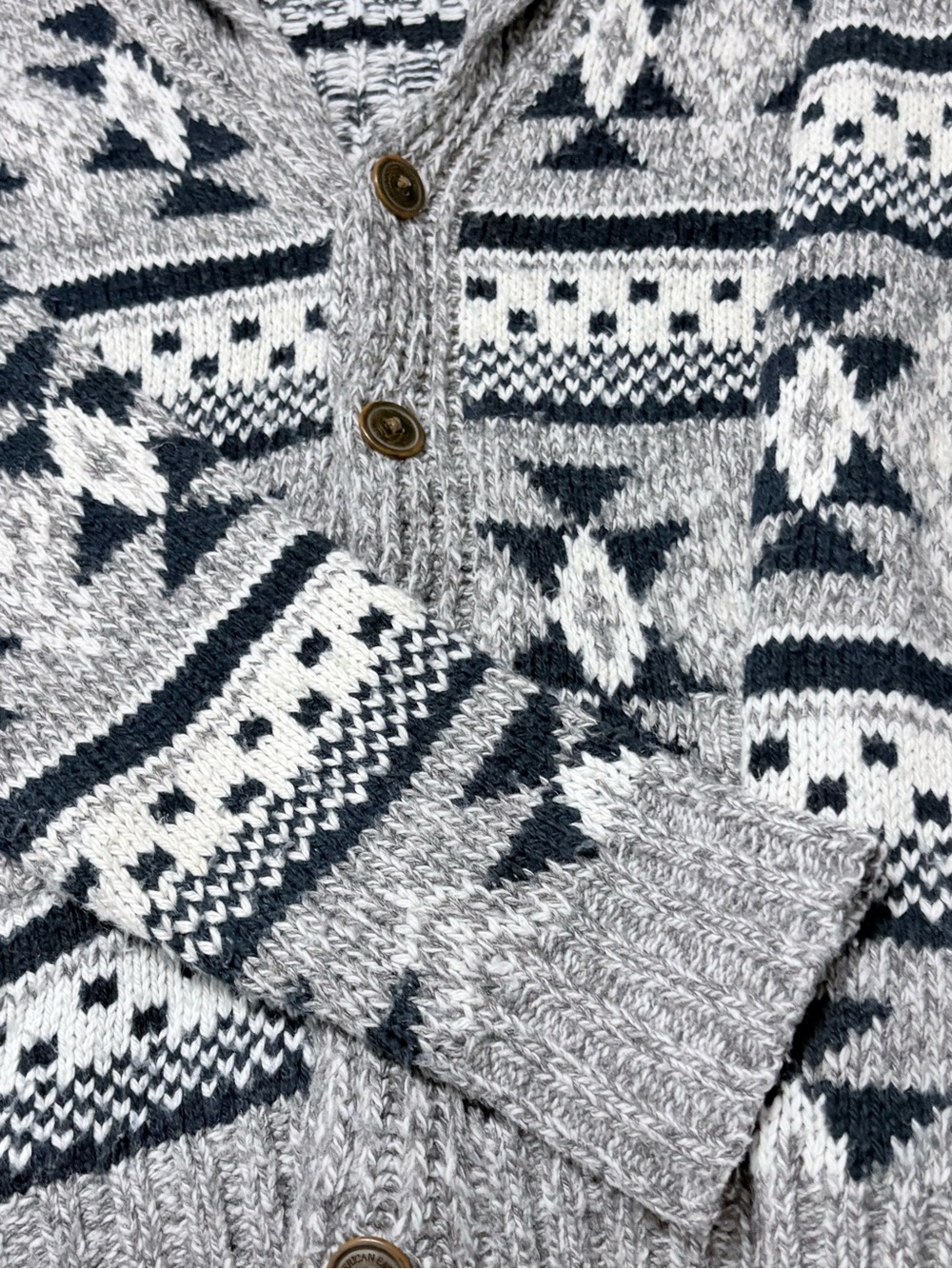American Eagle Outfitters Nordic Knit Cardigan Y2K Gray Wool Sweater Sz S - Picture 12 of 12